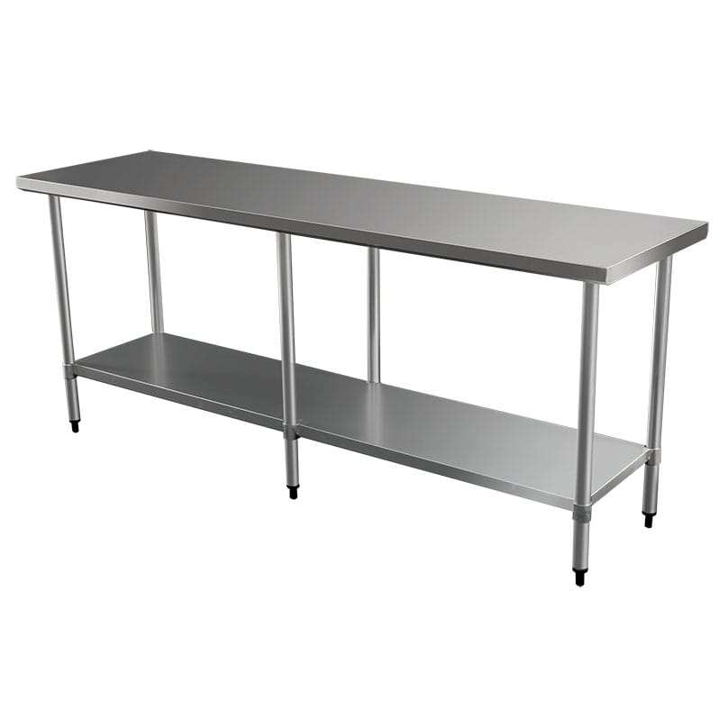 Commercial 304 Grade Stainless Steel Flat Bench, 2438 x 610 x 900mm high