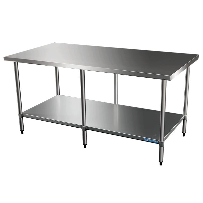 Commercial 304 Grade Stainless Steel Flat Bench, 2134 x 762 x 900mm high
