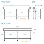 Stainless Commercial Kitchen Splashback Bench, 2400 X 700 x 900mm high-3073