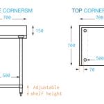Small Stainless Splashback Corner Bench, matches 700mm sinks and splashback benches. 700 X 700 x 900mm high-3112