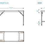 Folding Stainless Steel Catering Bench, 1524 x 610 x 900mm high-3106