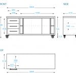 Stainless Steel Commercial Kitchen Cabinet, 2000 x 610 x 900mm high.