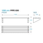 Stainless Commercial Kitchen Pipe Wall Shelf, 1200 X 300mm deep-3209