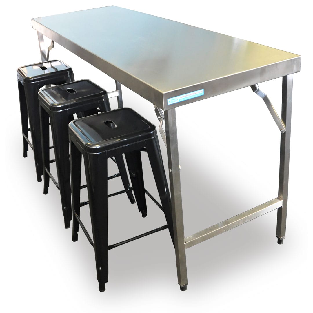 Folding 304 Grade Stainless Steel Catering Bench, 1524 x 610 x 900mm high