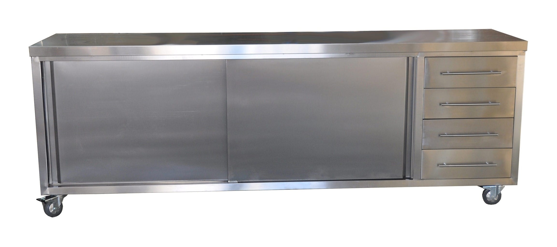Stainless Commercial Kitchen Cabinet, 2490 x 610 x 900mm high.