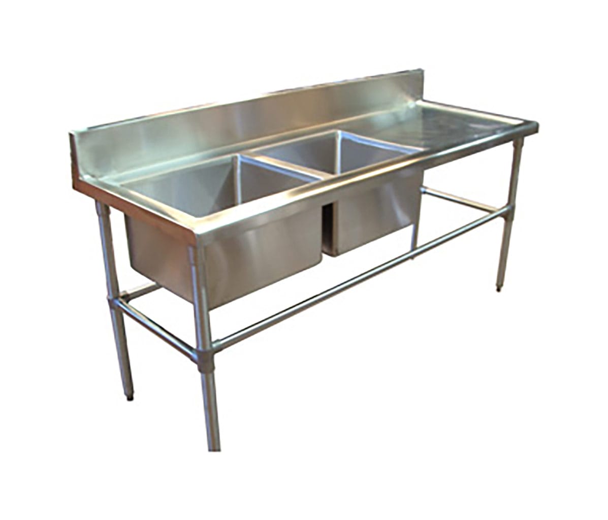 Double Bowl Stainless Sink – Right Bench, 1900 x 700 x 900mm high