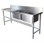 Double Bowl Stainless Sink – Left Bench, 1900 x 610 x 900mm high