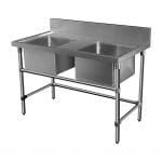 Double Stainless Sink – Middle Bench, 1300 x 700 x 900mm high