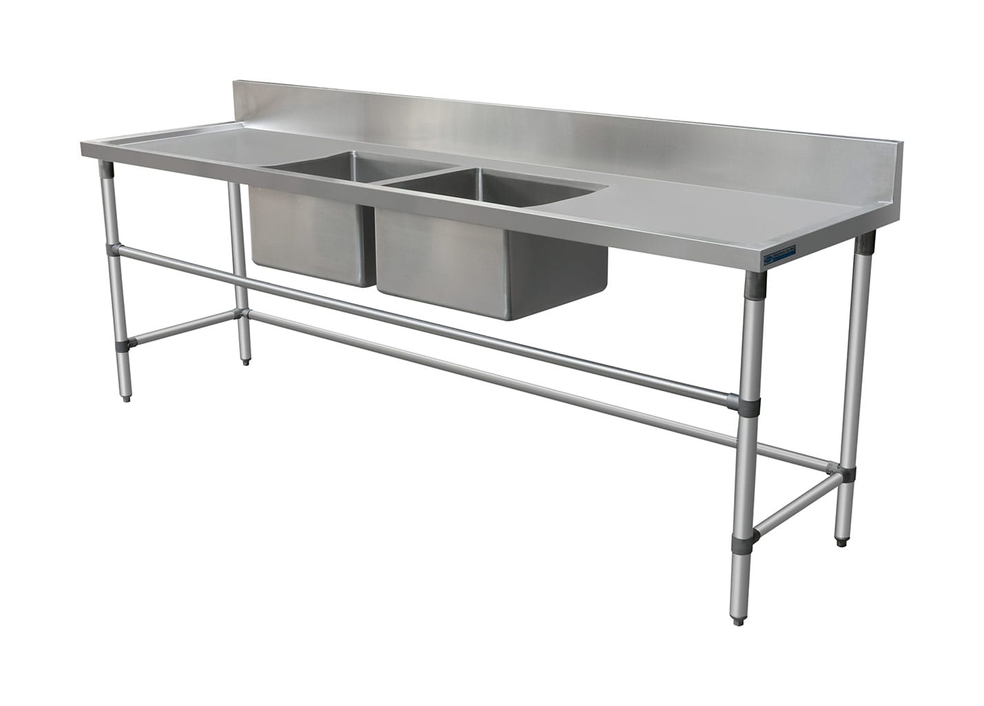 Double Stainless Sink - Right And Left Bench, 2590 x 700 x 900mm high.