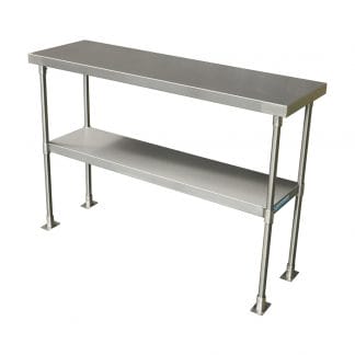 Stainless Kitchen Bench Over Shelves, 2-Tier, 1150 X 350mm-0