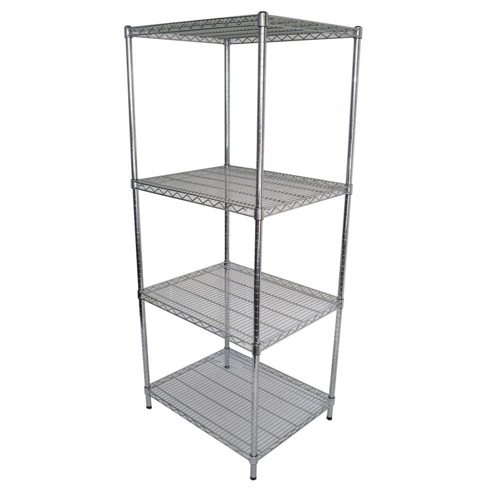 Chrome Wire Dry Store Shelving, 4 Tier, 762 X 610 deep x 1800mm high