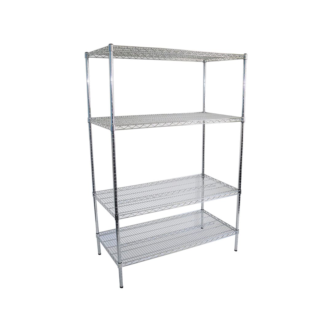 Chrome Dry Store Wire Shelving 4 Tier, 1219 X 610 deep x 1800mm high