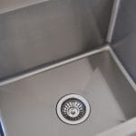 Double Bowl Stainless Commercial Sink - Left Bench, 1900 x 610 x 900mm high.