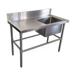 Stainless Steel Sinks - Left Bench, 1350 x 610 x 900mm high.