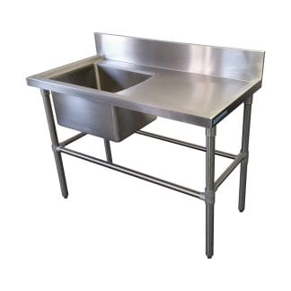 Single Bowl Stainless Steel Sink - Right Bench, 1200 x 610 x 900mm high.