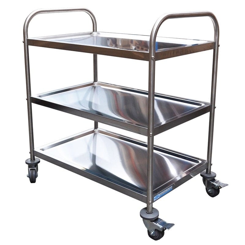 Stainless Steel Trolley, 3-Tier With Castors, 825 X 530 x 800mm high