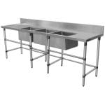 Triple Stainless Sink – Right And Left Bench, 2590 x 700 x 900mm high