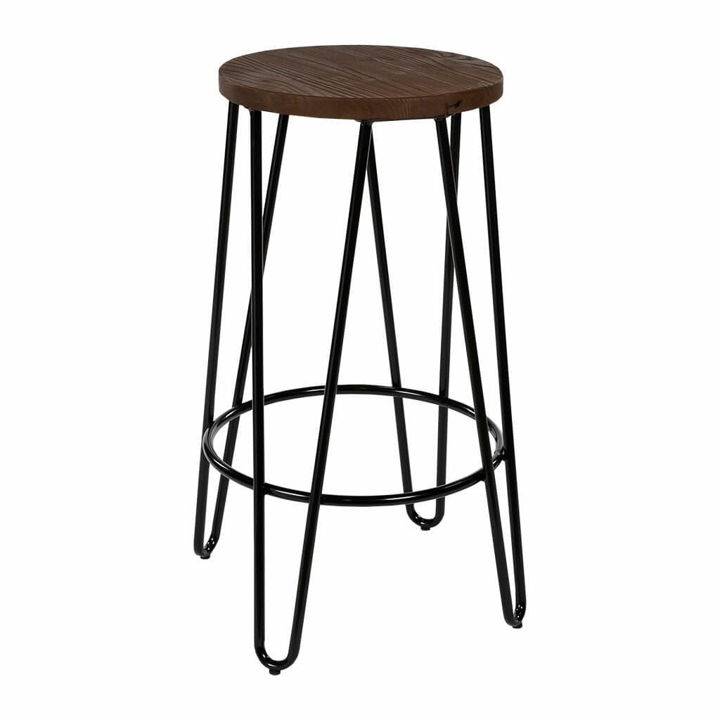 Hairpin Counter Stool with Raw Timber Seat